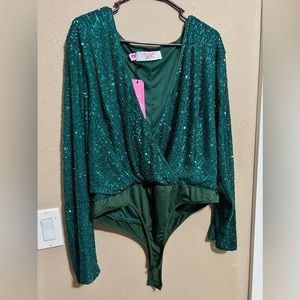 Sequin green bodysuit